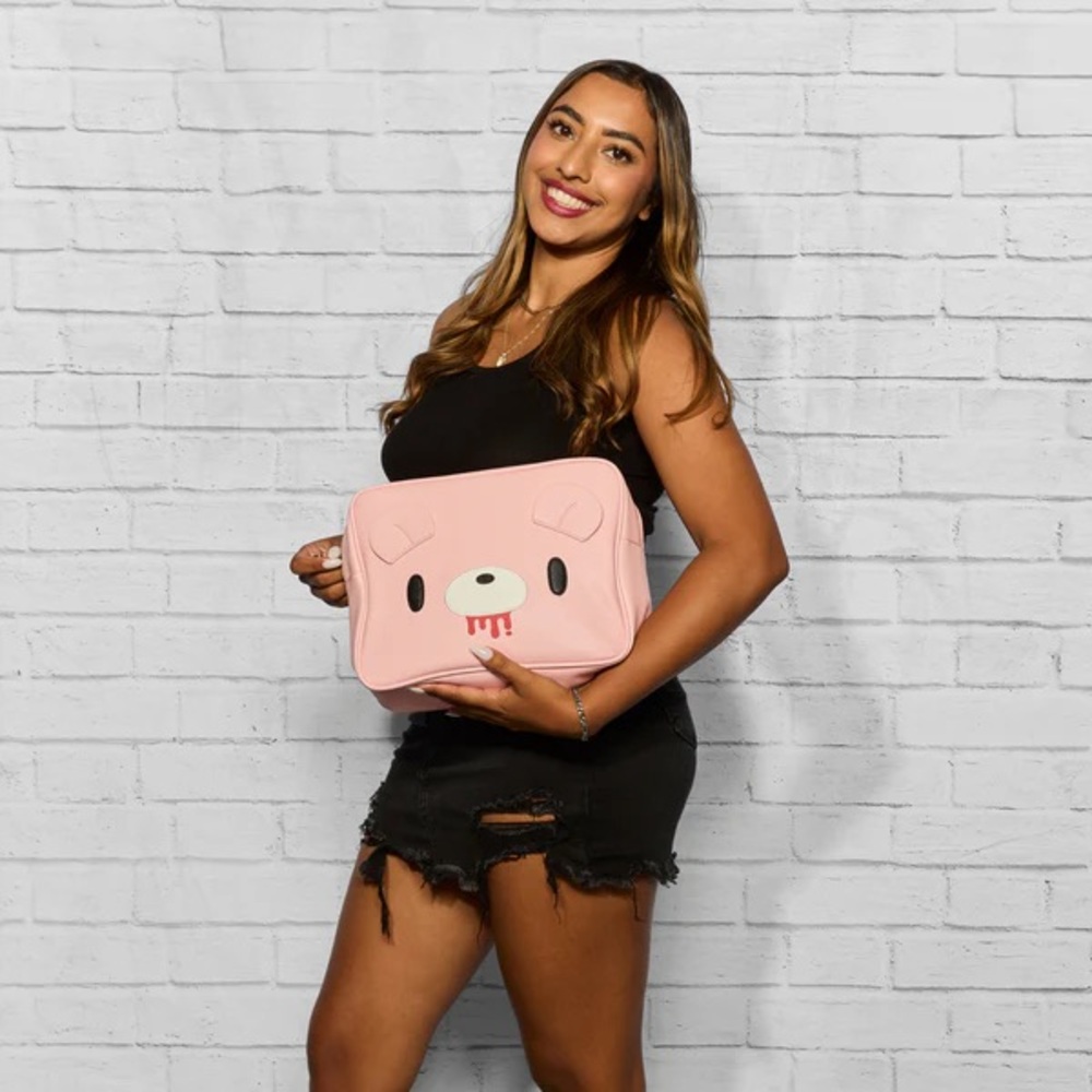 Cakeworthy x Gloomy Bear Pink Polyester 3D XL Cosmetic Makeup Bag Unisex NEW